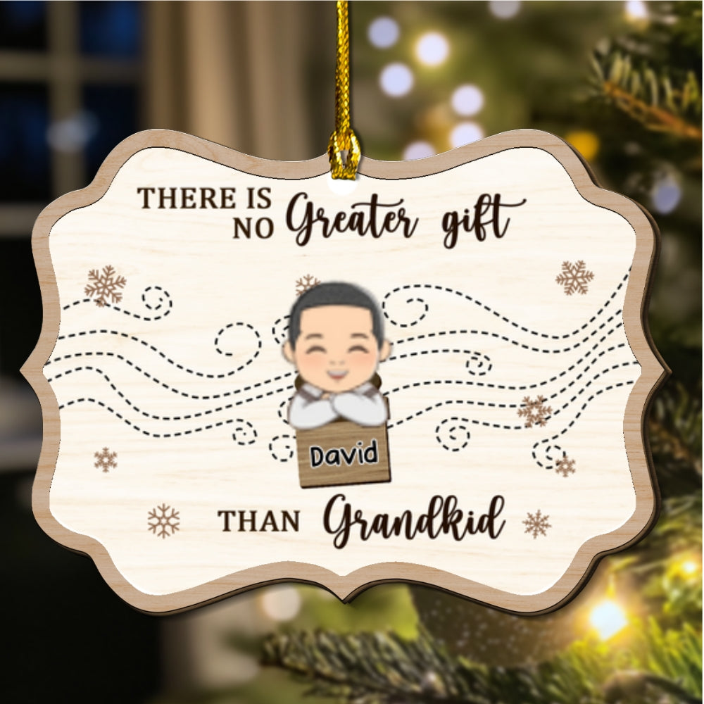 Grandma And Kids Christmas Together - Personalized Custom Freeshape 2-Layered Wood Ornament