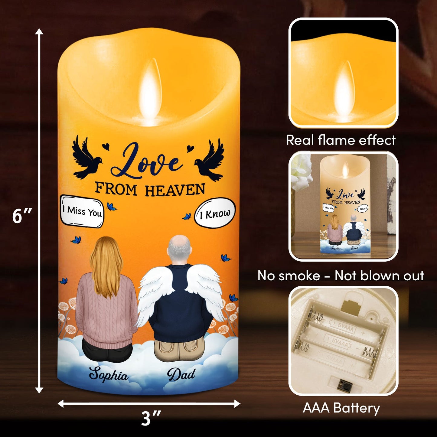 Love From Heaven - Personalized Custom LED Candle