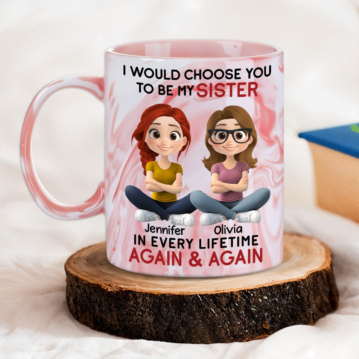 Choose You - Personalized Custom Pink Marble Mug