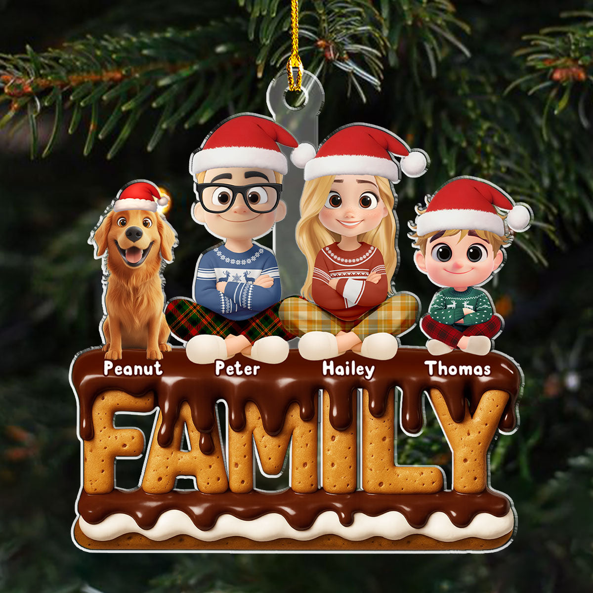 Family Christmas 2025 - Personalized Custom Acrylic Ornament 