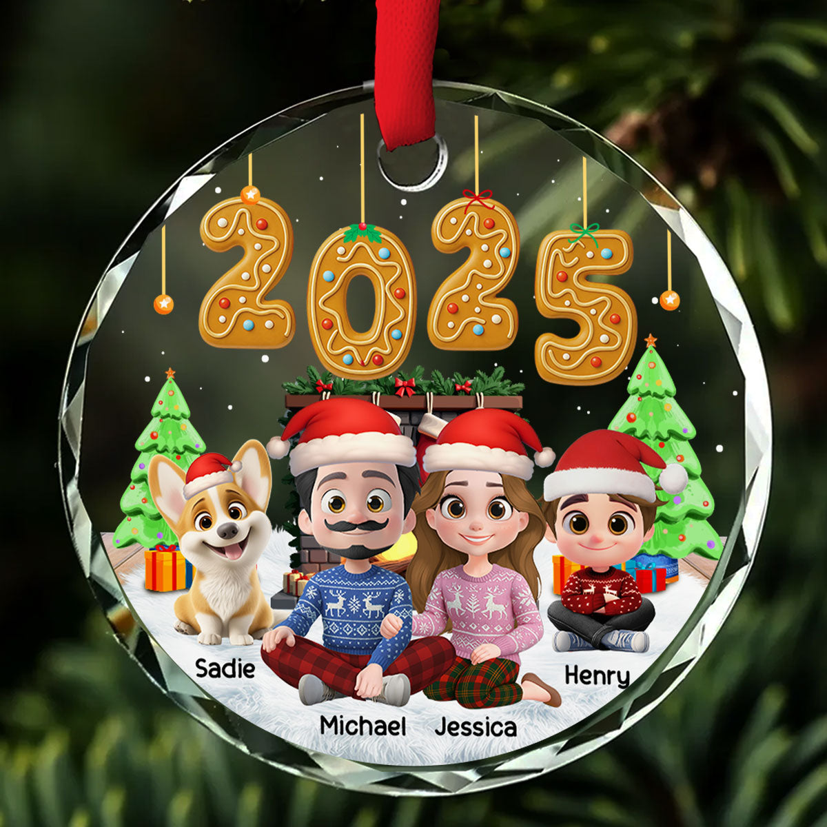 Family Of The Year - Personalized Custom Glass Ornament