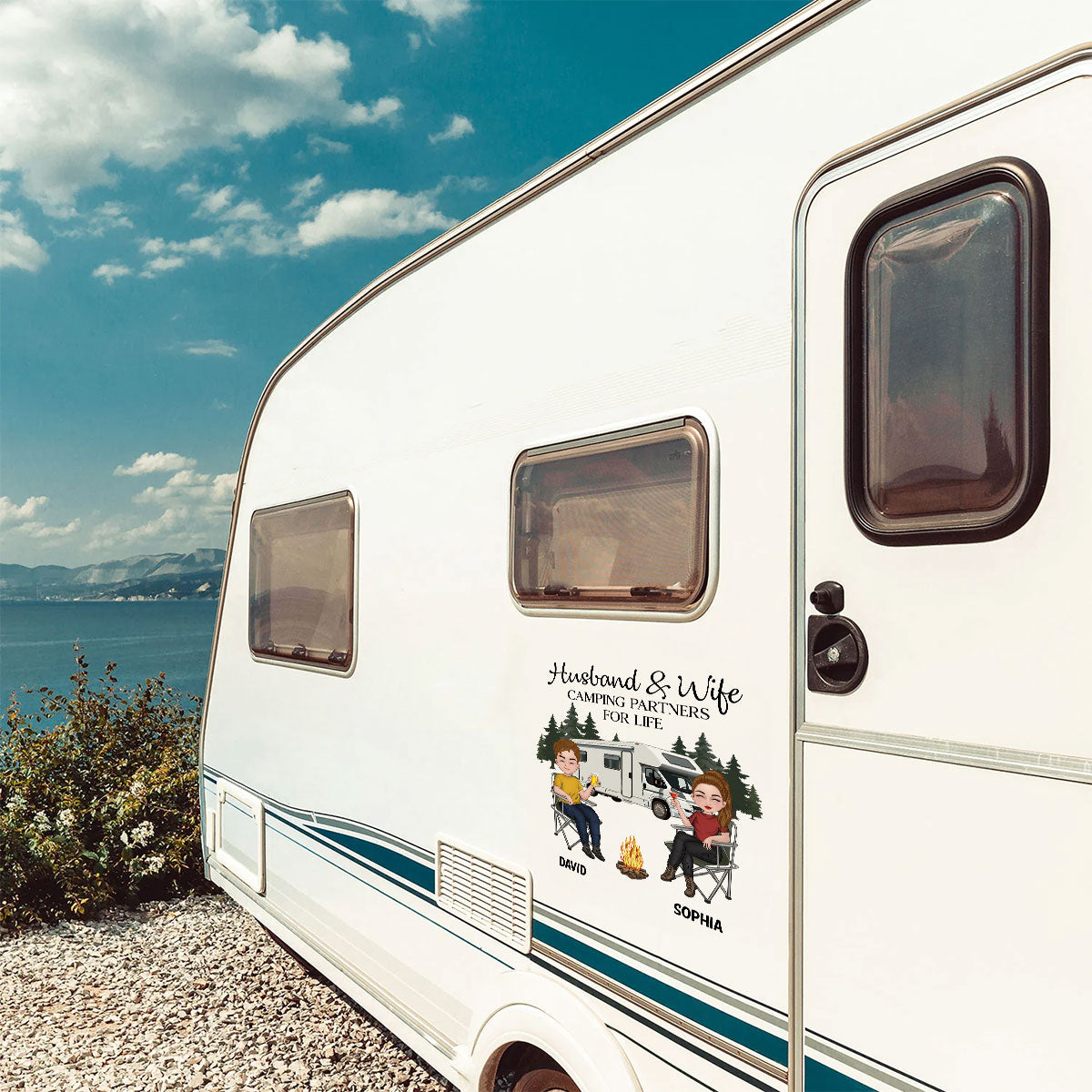 Husband And Wife Camping Partners For Life - Personalized Custom Decal