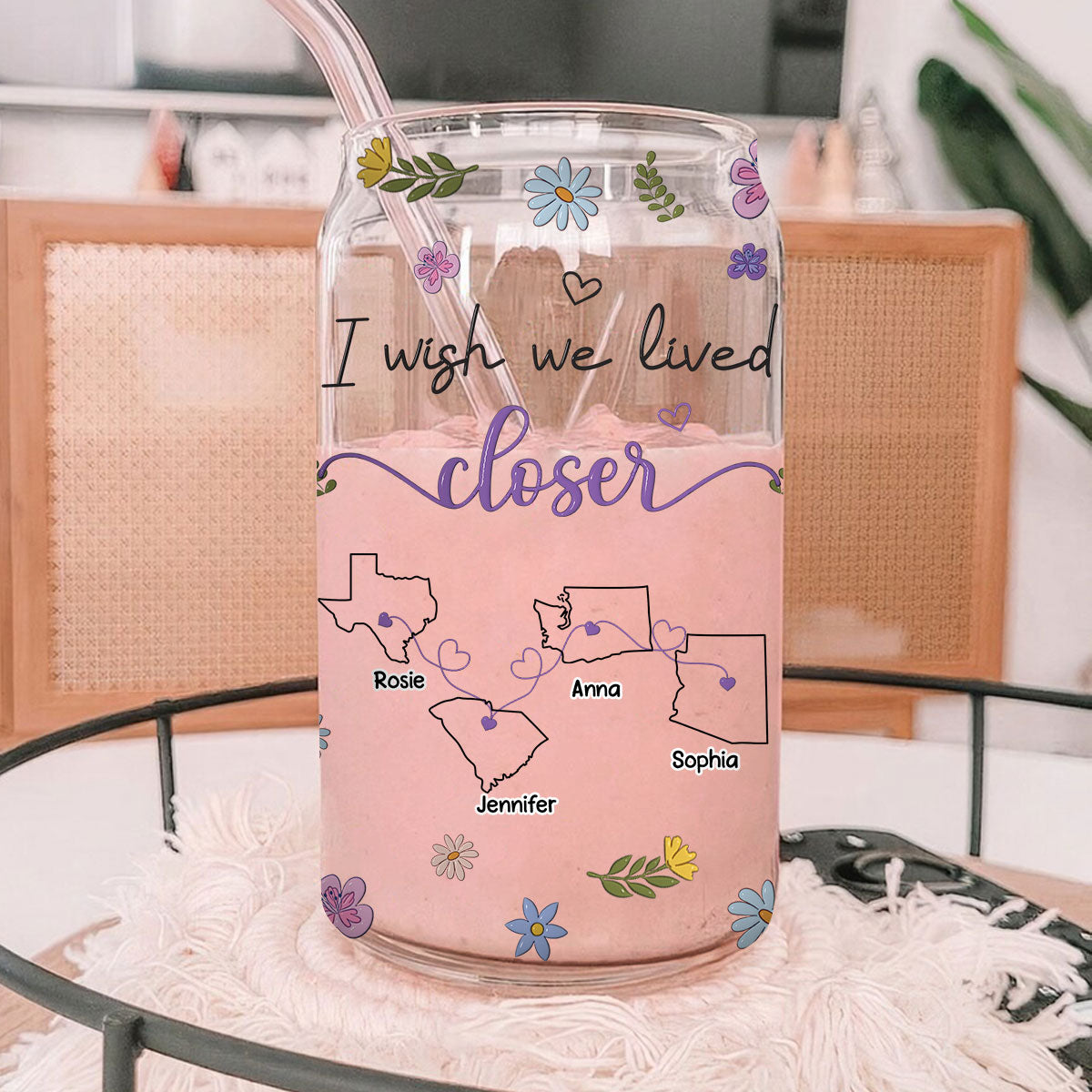 I Wish We Lived Closer - Personalized Custom Glass Can