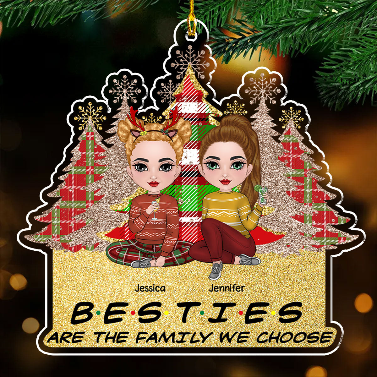 Friends Are The Family We Choose - Personalized Custom Acrylic Ornament