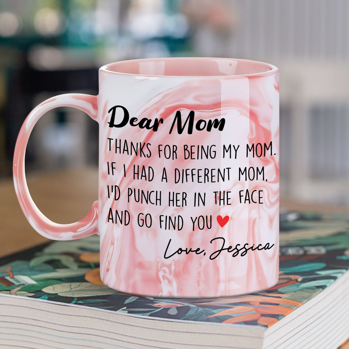 Another Mom - Personalized Custom Pink Marble Mug