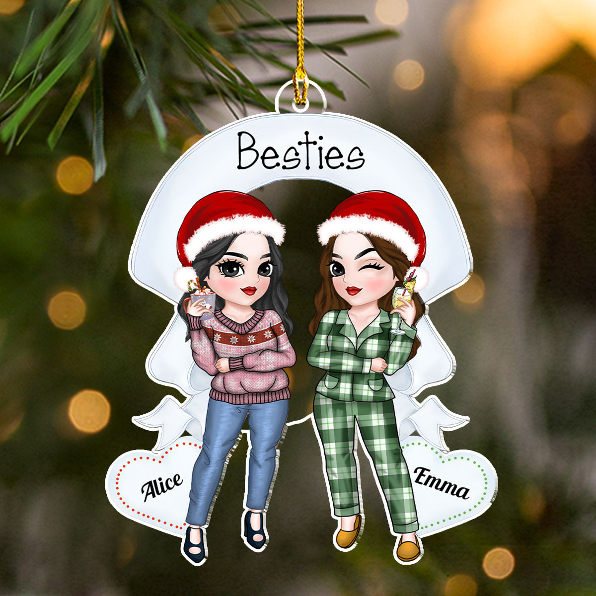 Best Friends Forever Christmas - Personalized Custom Acrylic Ornament