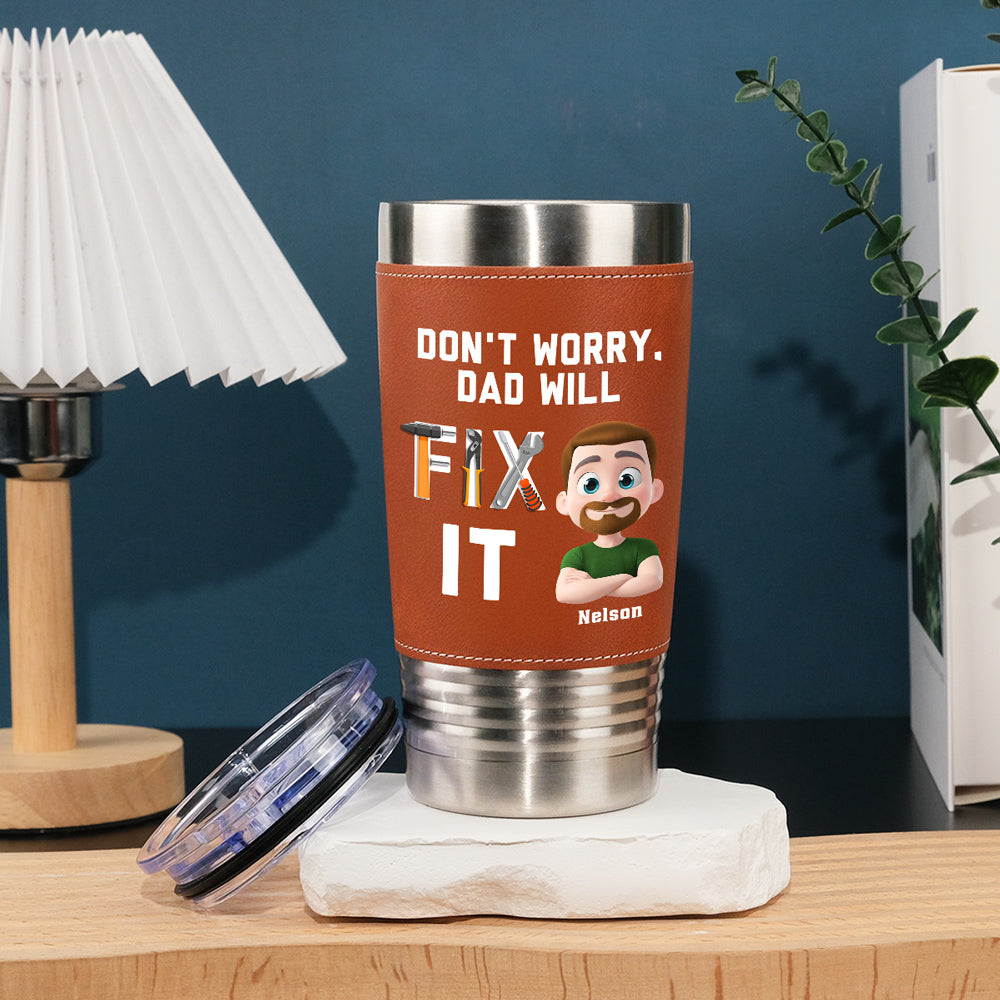 Best Dad - Personalized Custom Leather Tumbler