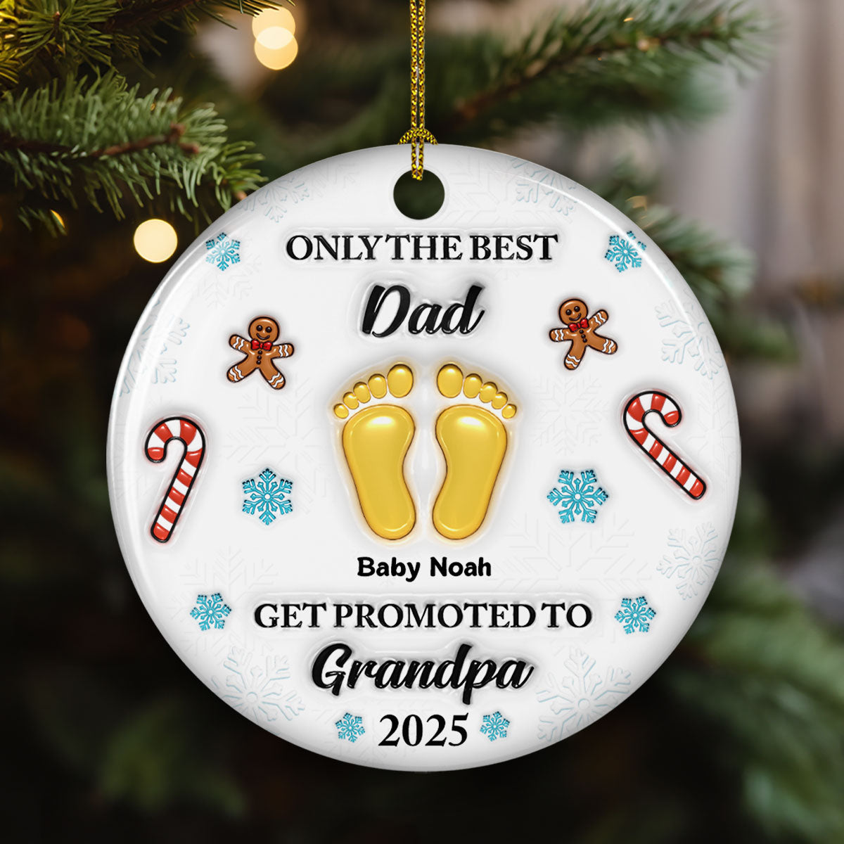 Congratulations On Your New Grandkid - Personalized Custom 3D Inflated Effect Ceramic Ornament