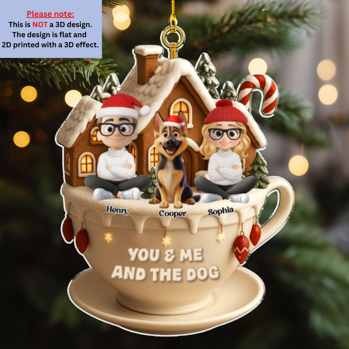 Christmas Tea Cup House - Personalized Custom Acrylic Ornament