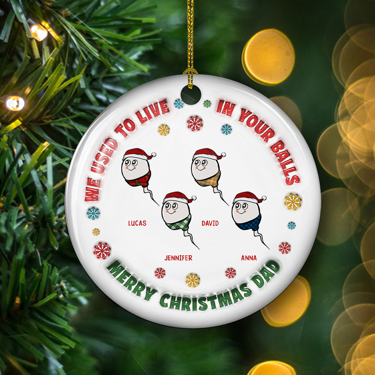 I Used To Live In Your Balls - Personalized Custom 3D Inflated Effect Ceramic Ornament