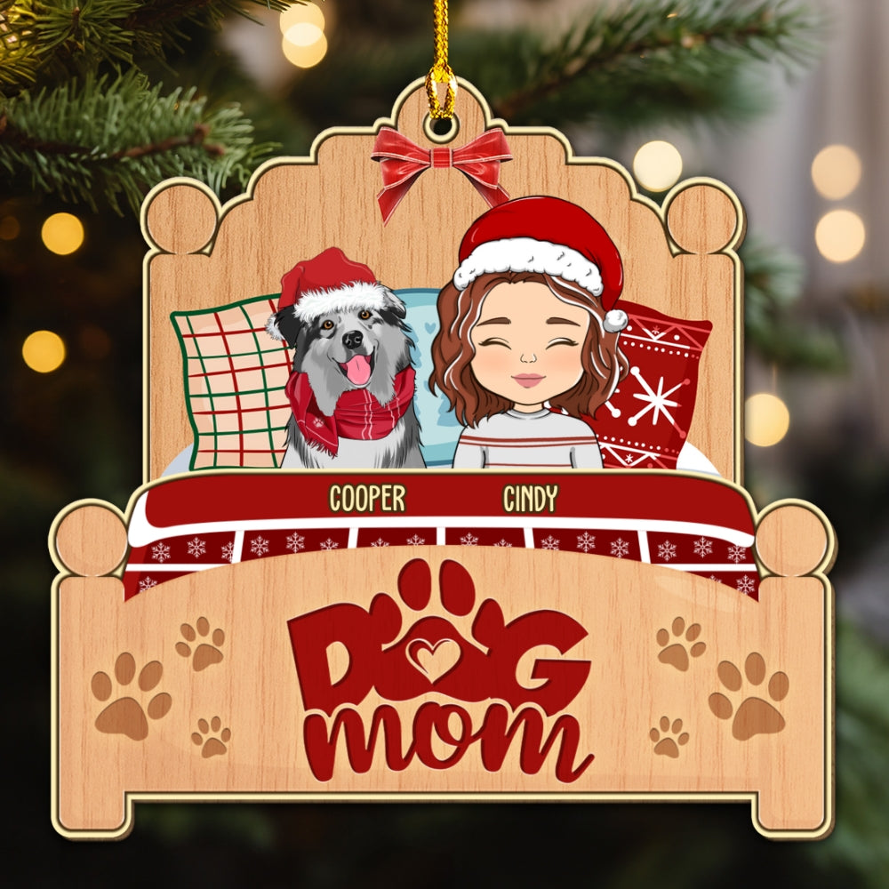 Sleepy Dog Mom - Personalized Custom Wood Ornament