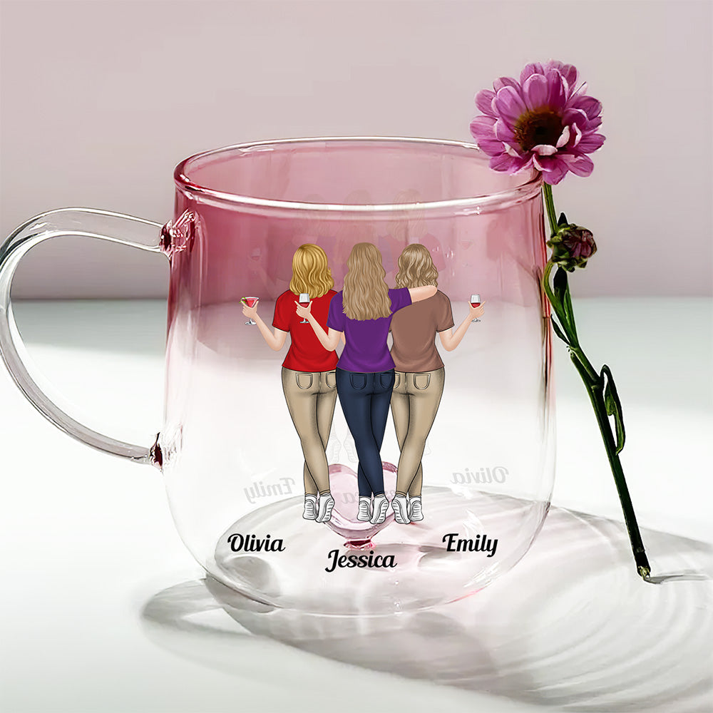Besties Take Time To Grow - Personalized Custom Pink Gradient Glass Mug
