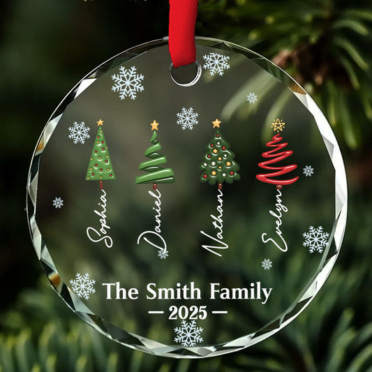 Our Family Love Is Forever - Personalized Custom Glass Ornament