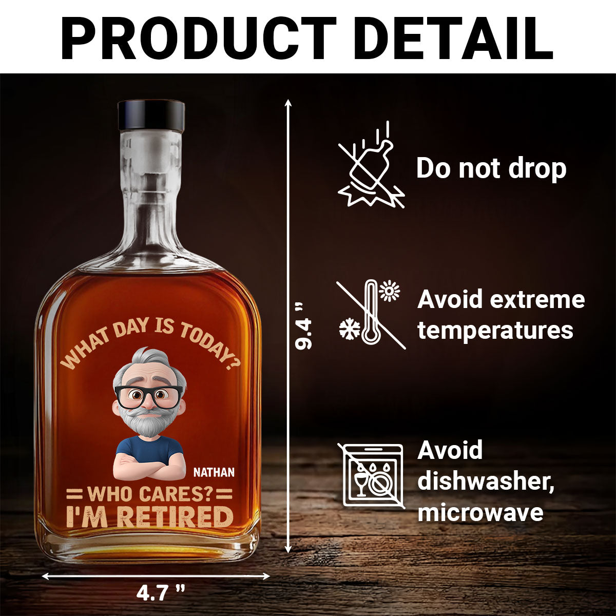 What Day Is Today Who Cares - Personalized Custom Spirits Decanter