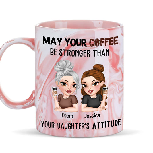 Coffee Fuels My Daily Survival - Personalized Custom Pink Marble Mug