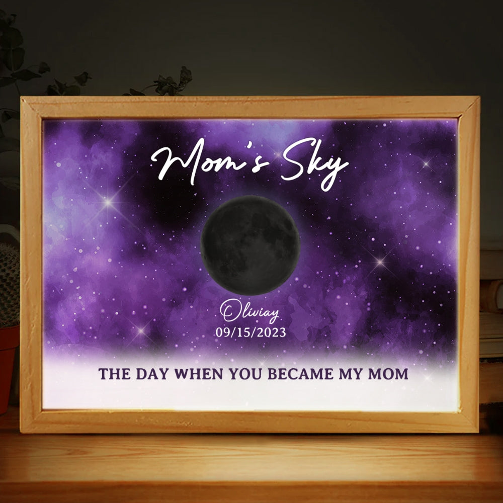 The Moon When You Become Mom - Personalized Custom Frame Light Box