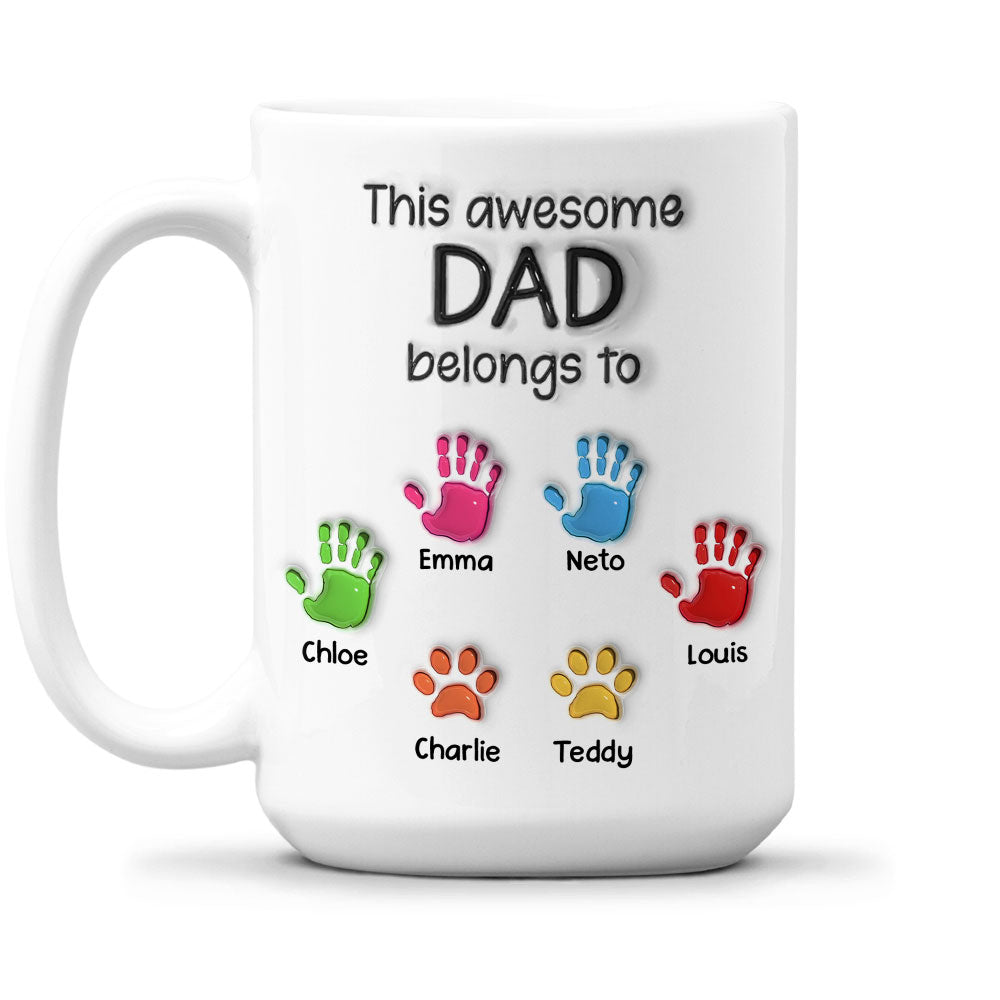 This Awesome Grandpa Belongs To - Personalized Custom 3D Inflated Effect Mug