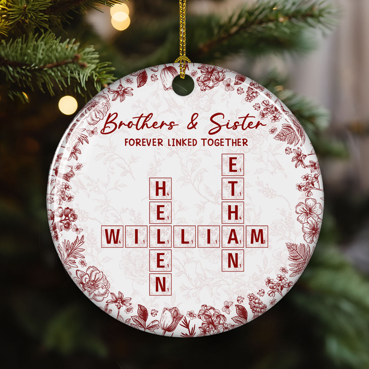 Family Ties Never Fade - Personalized Custom Ceramic Ornament