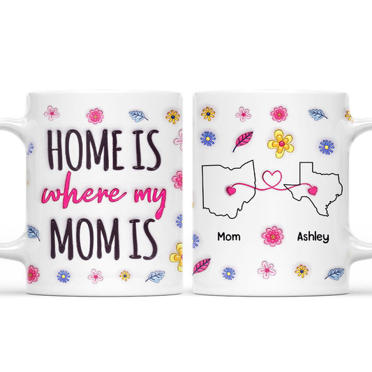Home Is Where Our Mom Is - Personalized Custom 3D Inflated Effect Mug
