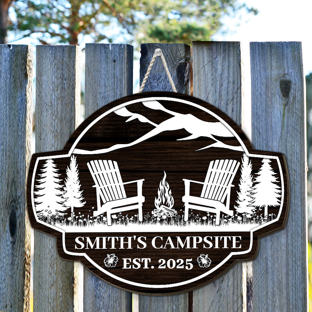 Family Campsite - Personalized Custom Wood Sign