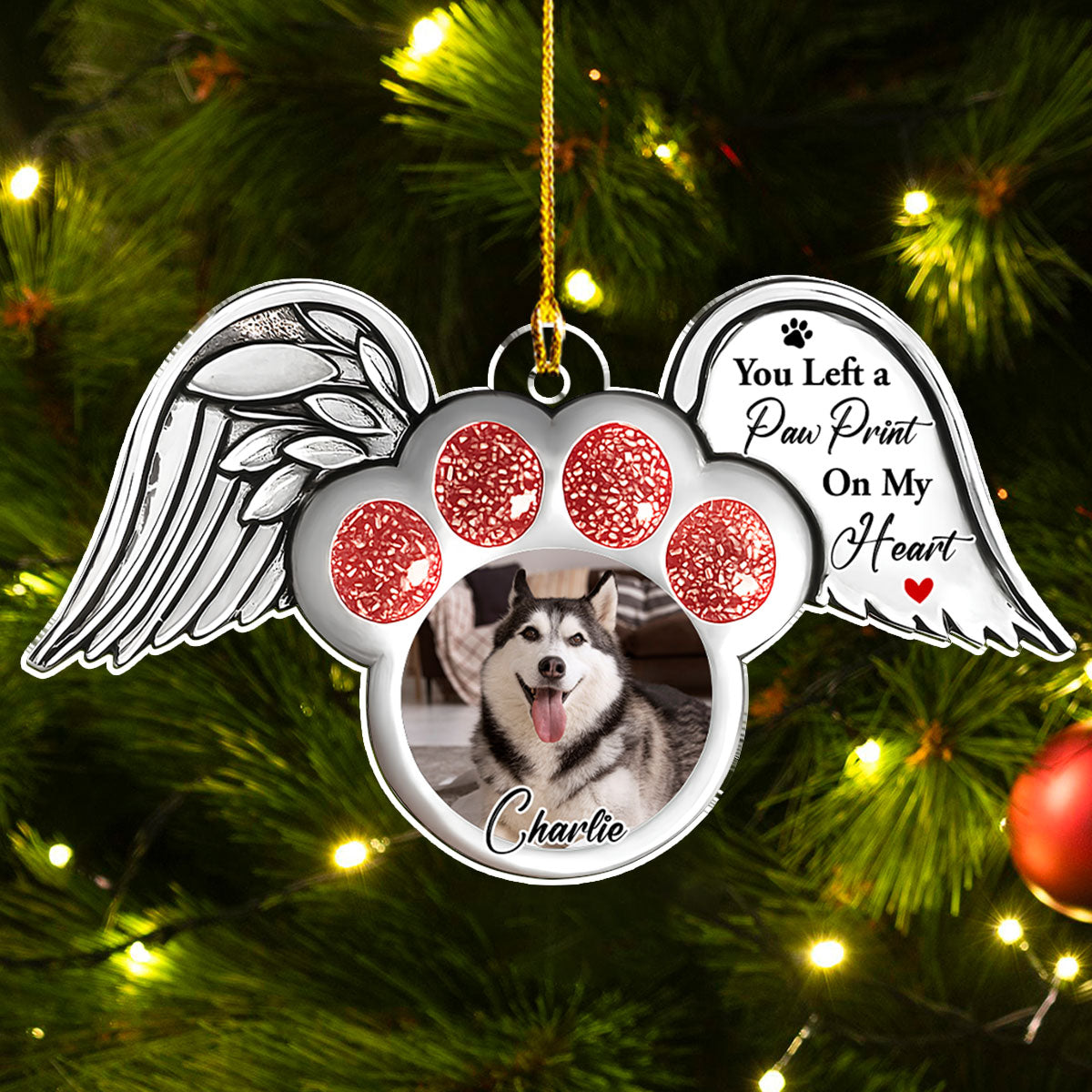 Paw In Heaven Photo - Personalized Custom Acrylic Ornament