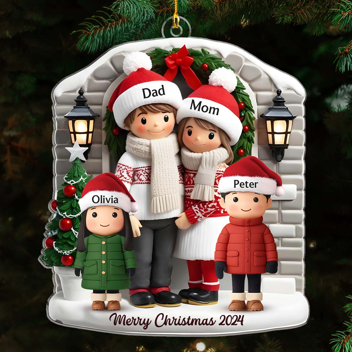 Farmhouse Family Christmas - Personalized Custom Acrylic Ornament