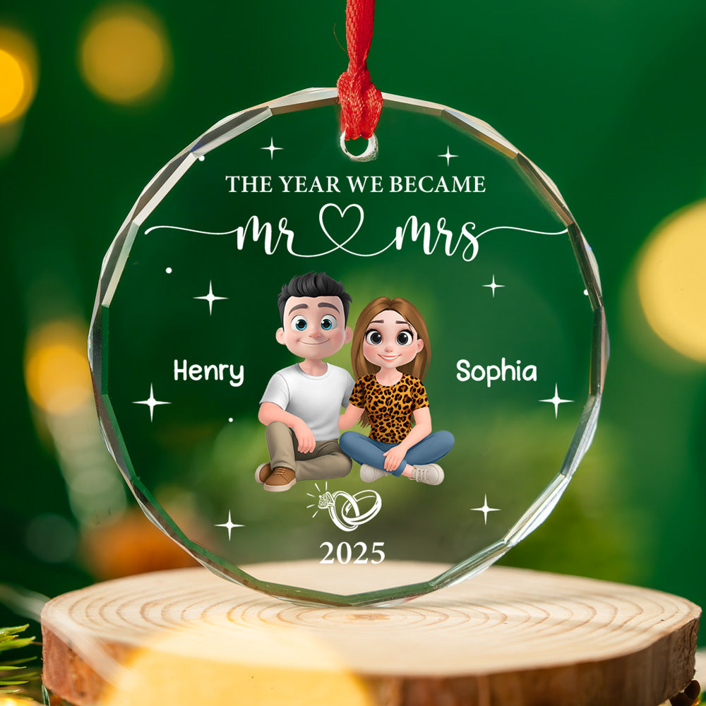 Happily Ever After Begins - Personalized Custom Glass Ornament