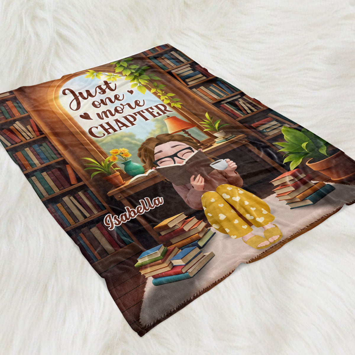 A Girl And Her Books - Personalized Custom Fleece Blanket