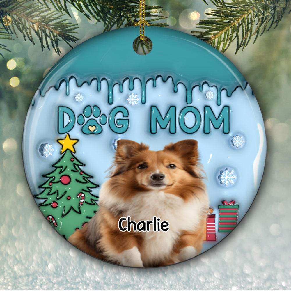 Me And Lovely Dog Photo - Personalized Custom 3D Inflated Effect Ceramic Ornament