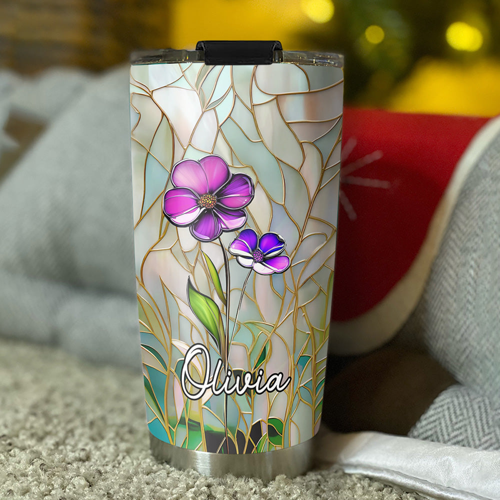 Floral Stained - Personalized Custom Tumbler