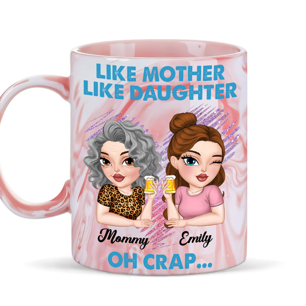 Like Mother Like Daughter - Personalized Custom Pink Marble Mug