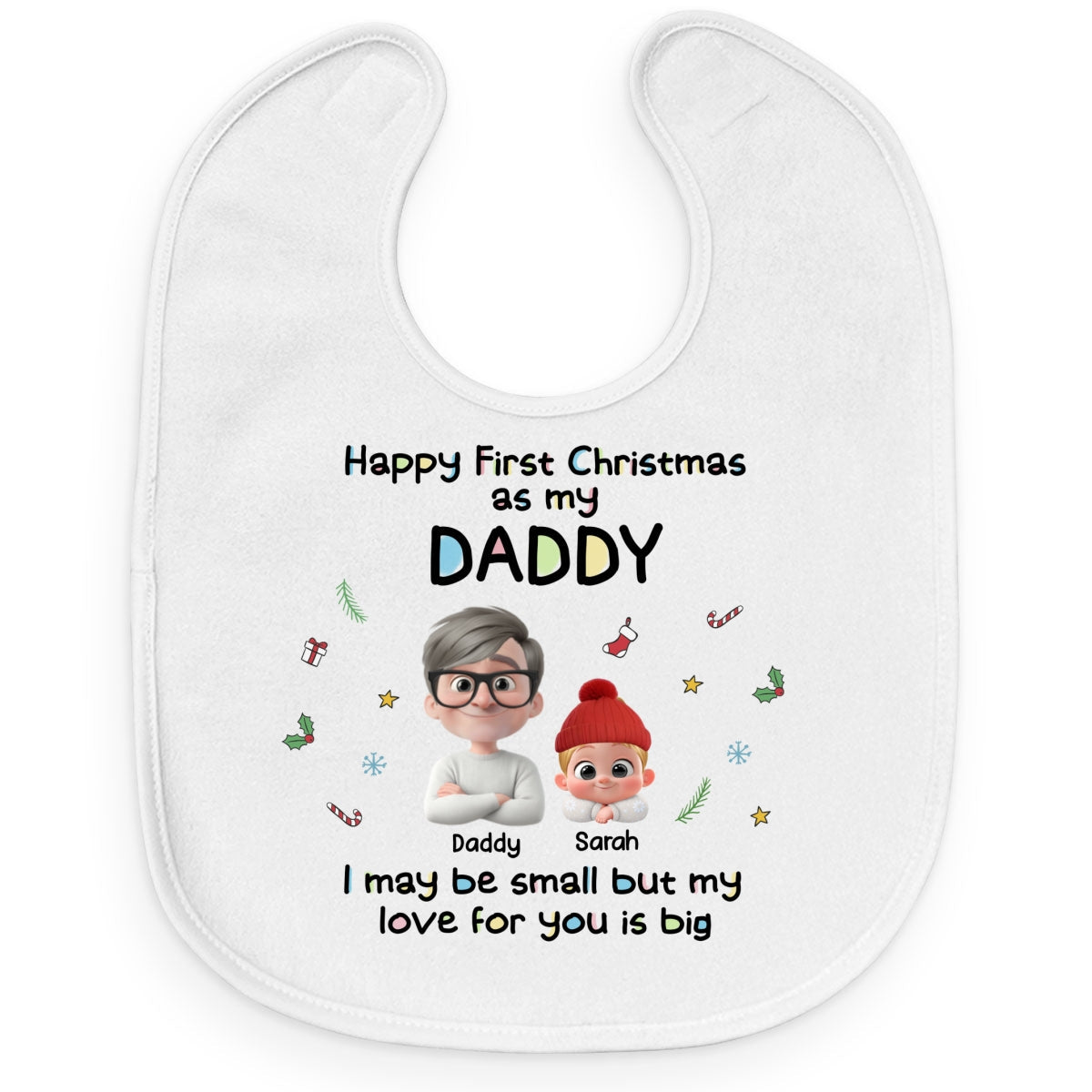 First Christmas Day With Baby - Personalized Custom Baby Bib