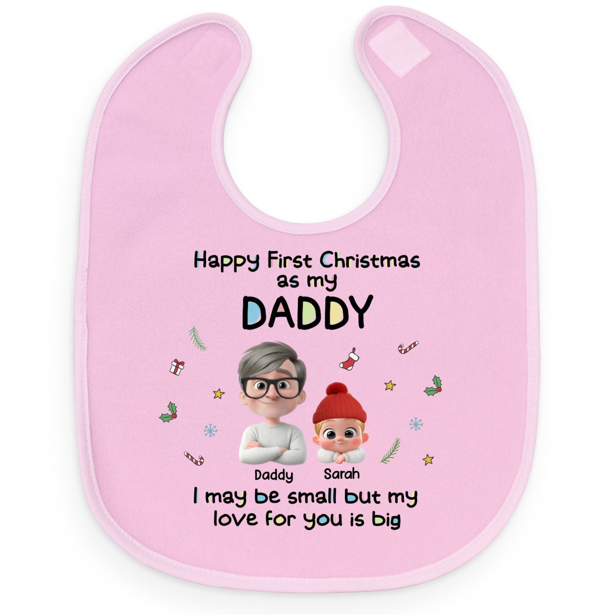 First Christmas Day With Baby - Personalized Custom Baby Bib