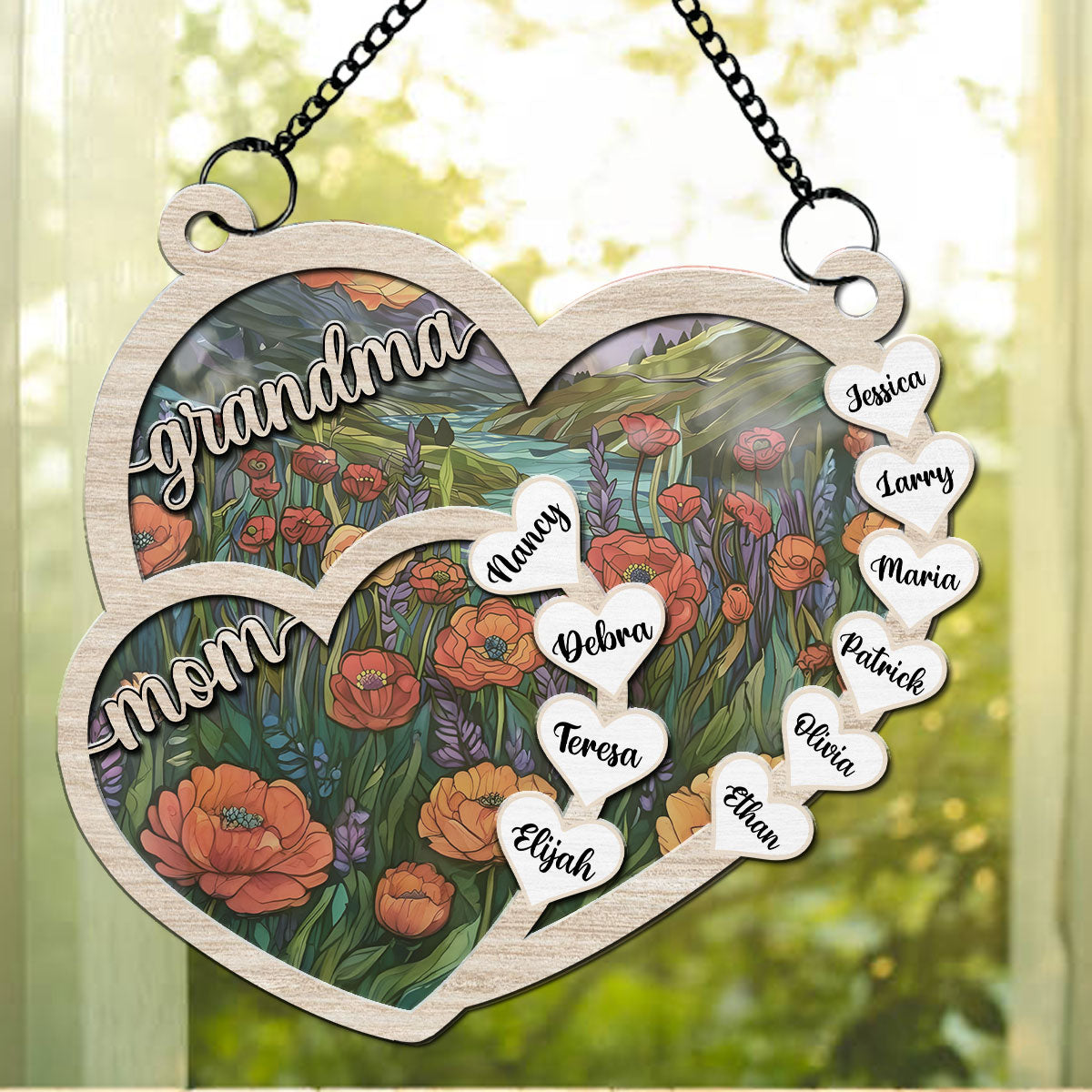 Grammy We Love You Forever - Personalized Custom Suncatcher 