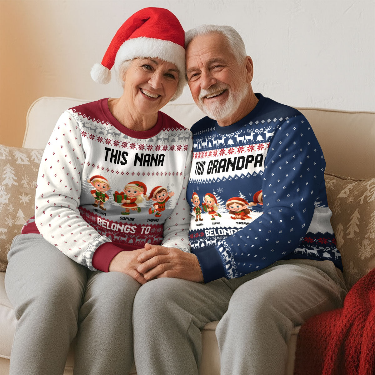 Grandma Elves - Personalized Custom All-Over-Print Sweatshirt