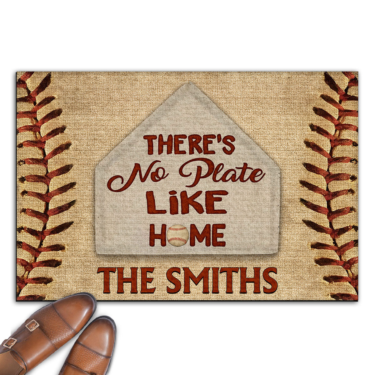 There Is No Plate Like Home Baseball -  Personalized Custom Doormat