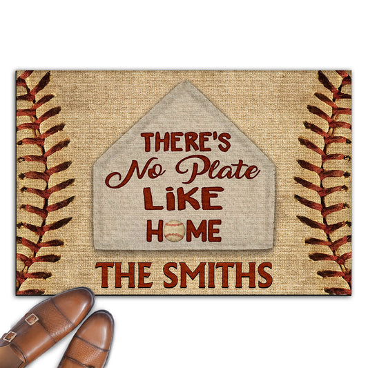 There Is No Plate Like Home Baseball -  Personalized Custom Doormat