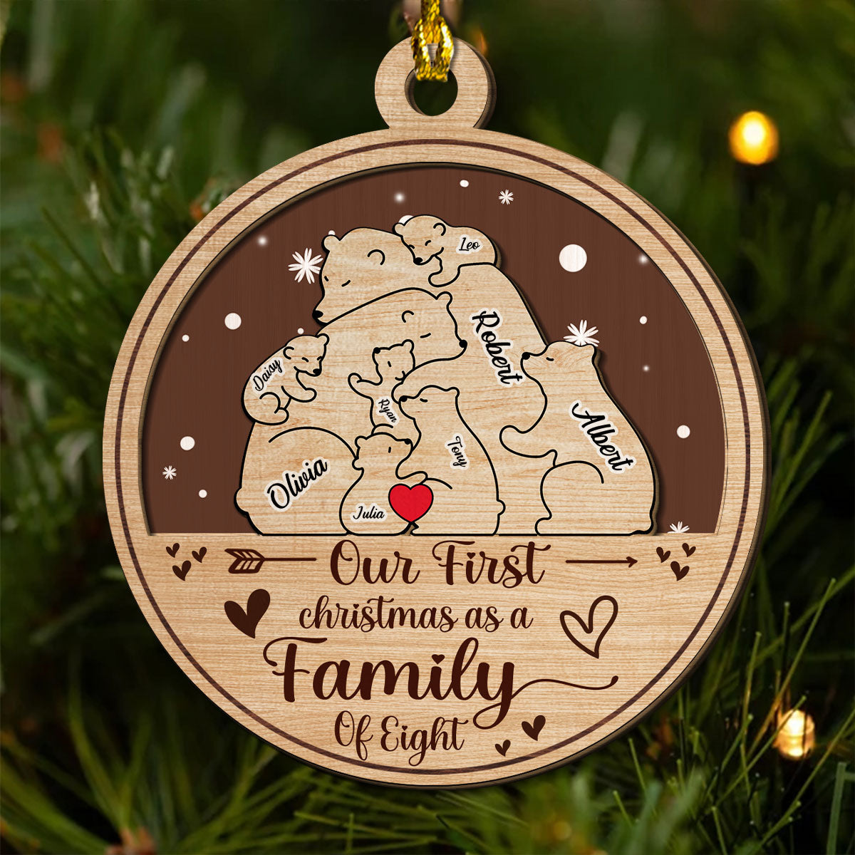 Family Is The Greatest Christmas Gift - Personalized Custom 2-Layered Wood Ornament