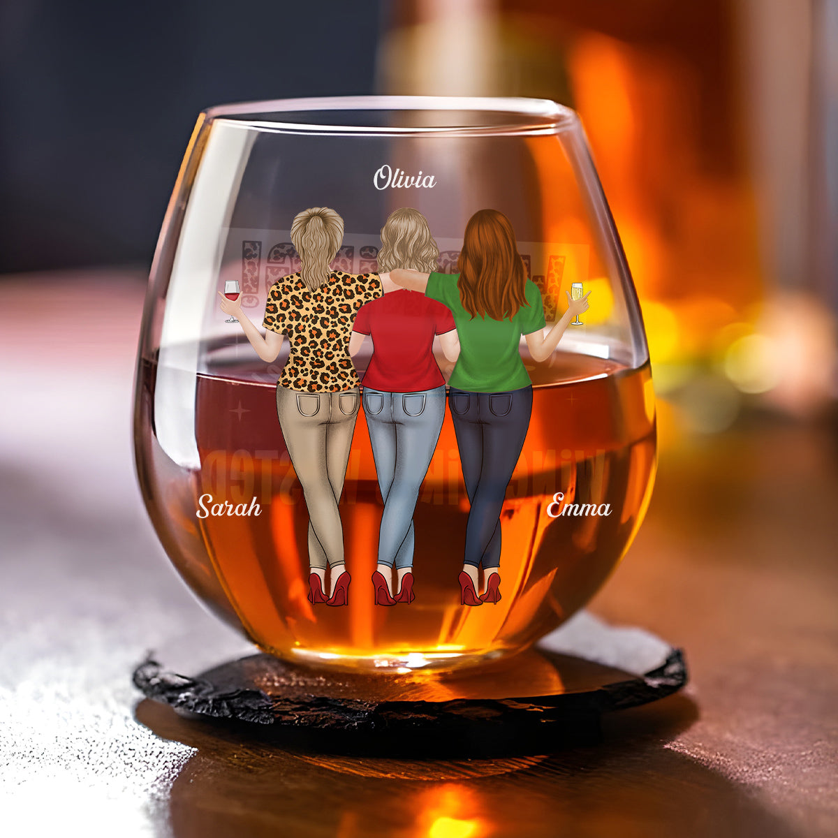 Wine Girls Wasted - Personalized Custom Wine Glass