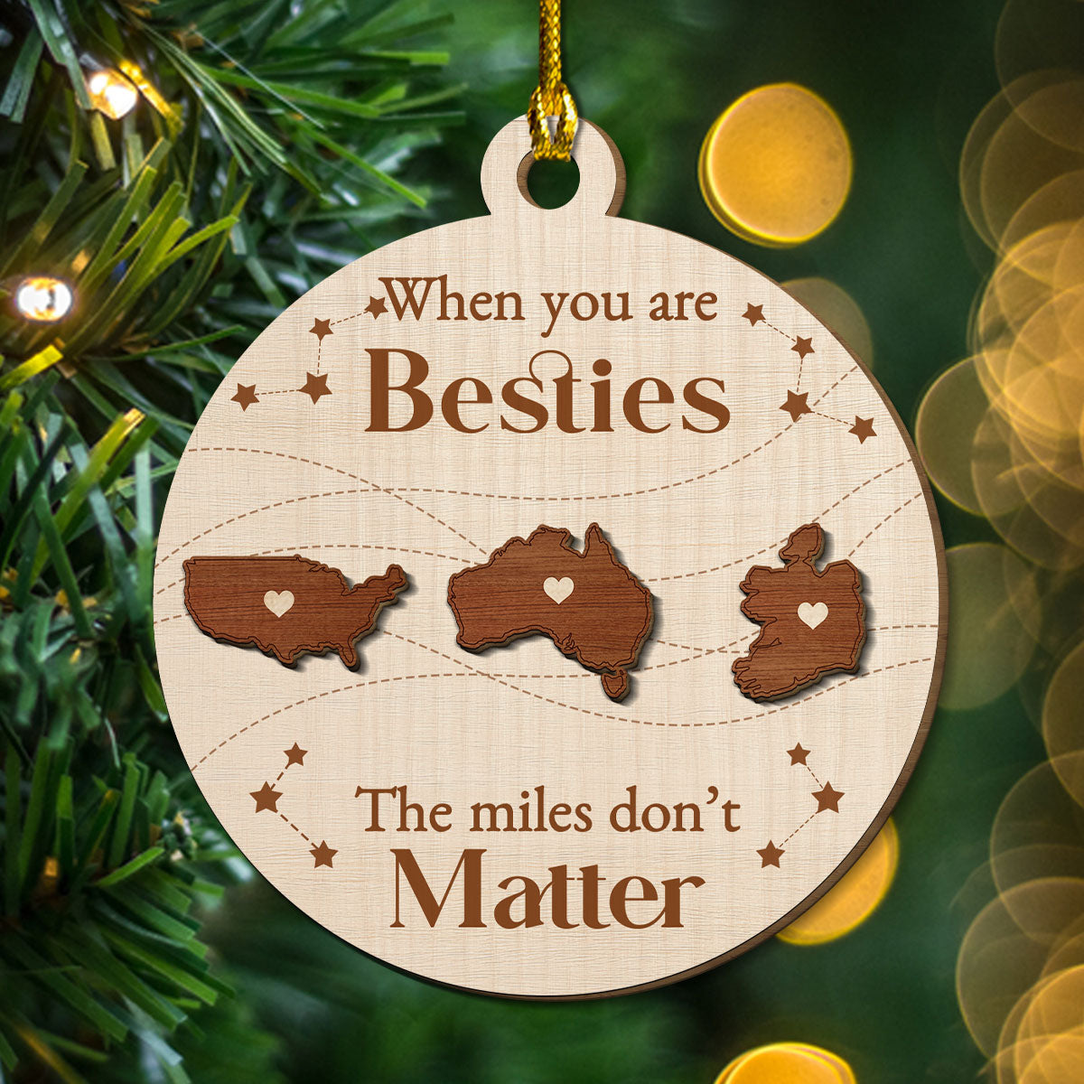 When You Are Family The Miles Do Not Matter International - Personalized Custom Freeshape 2-Layered Wood Ornament