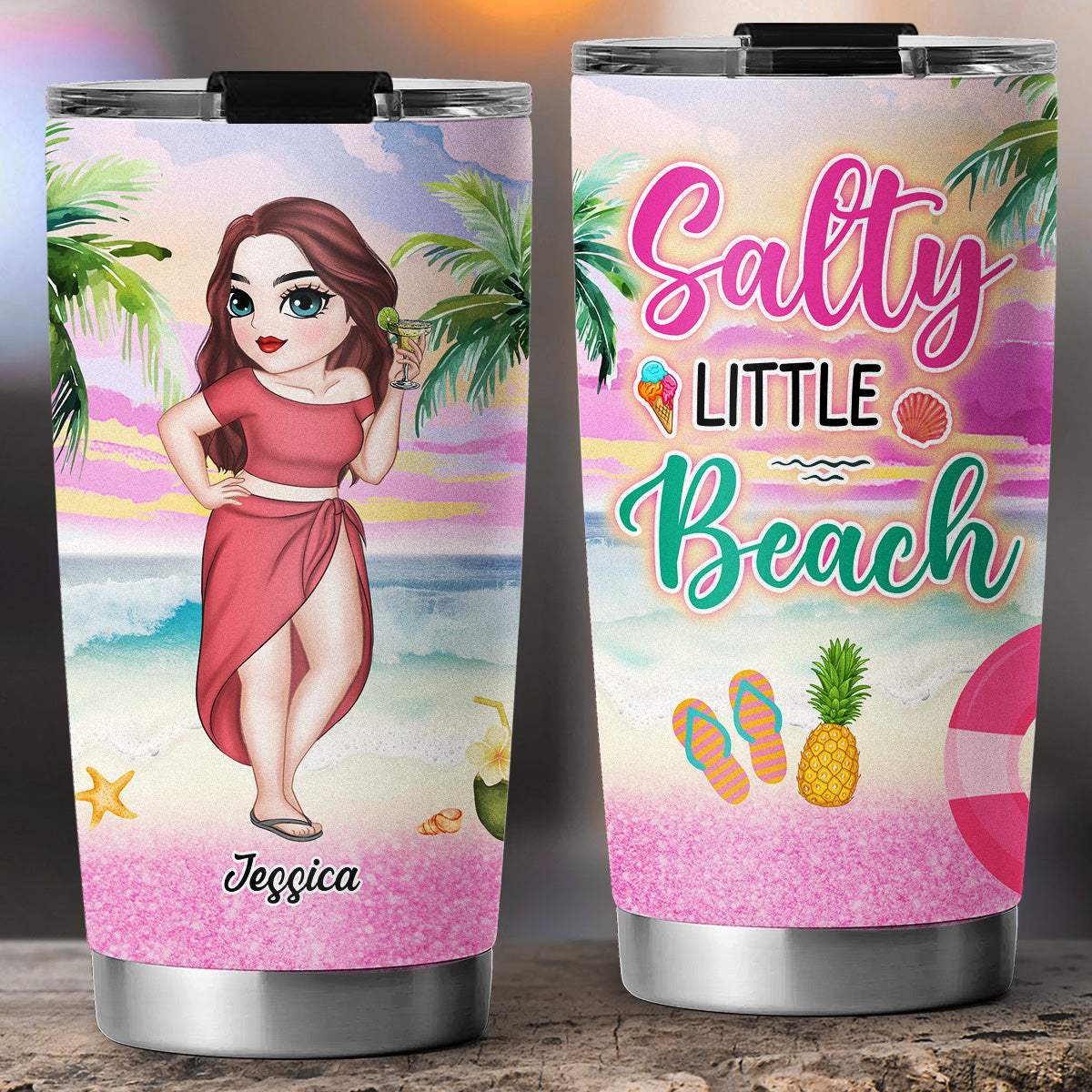 Salty Little Beach  - Personalized Custom Tumbler
