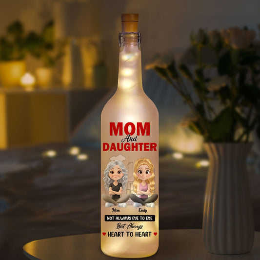 Mom And Daughter Sharing Forever Memories - Personalized Custom Bottle Lamp