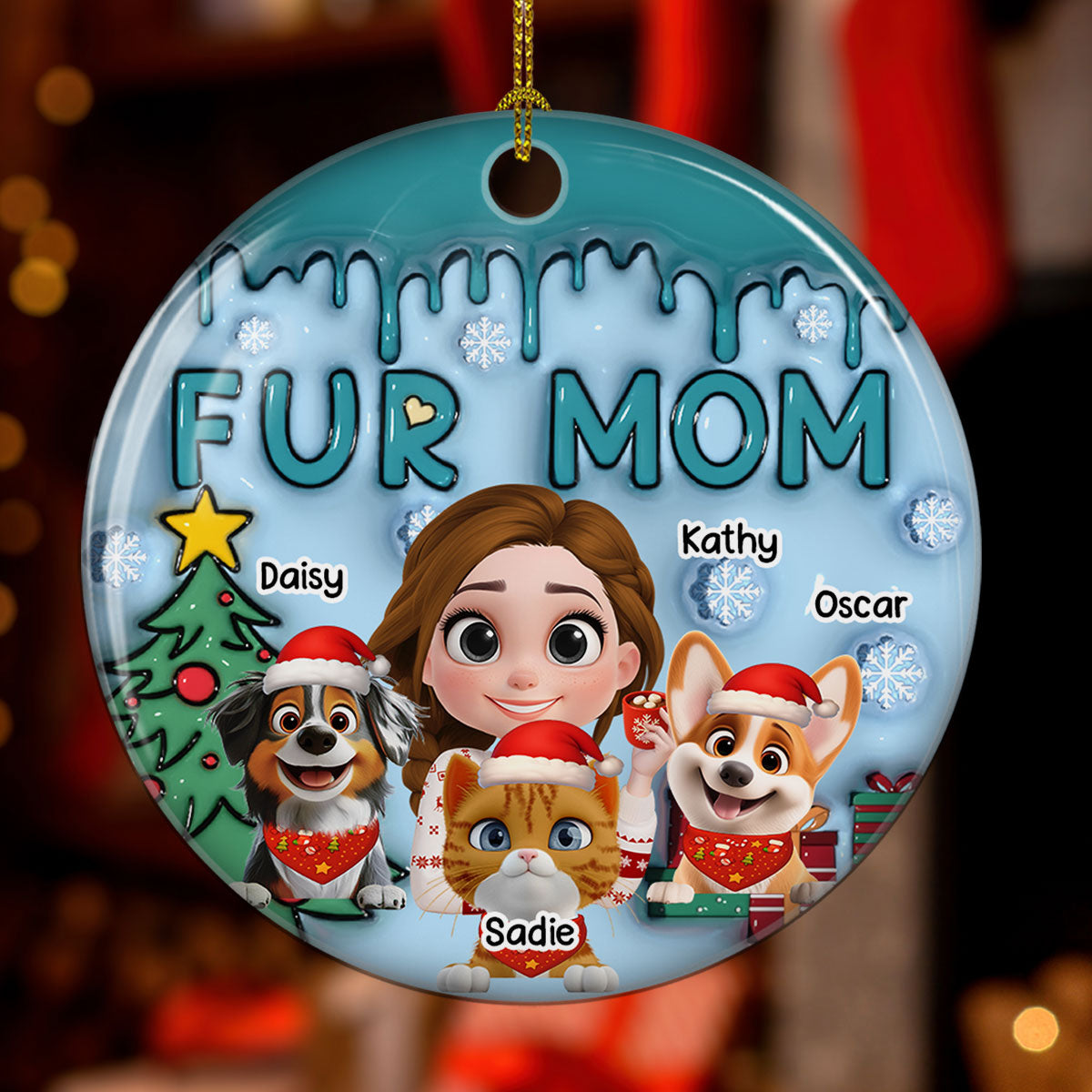 Me And Lovely Pet  - Personalized Custom 3D Inflated Effect Ceramic Ornament