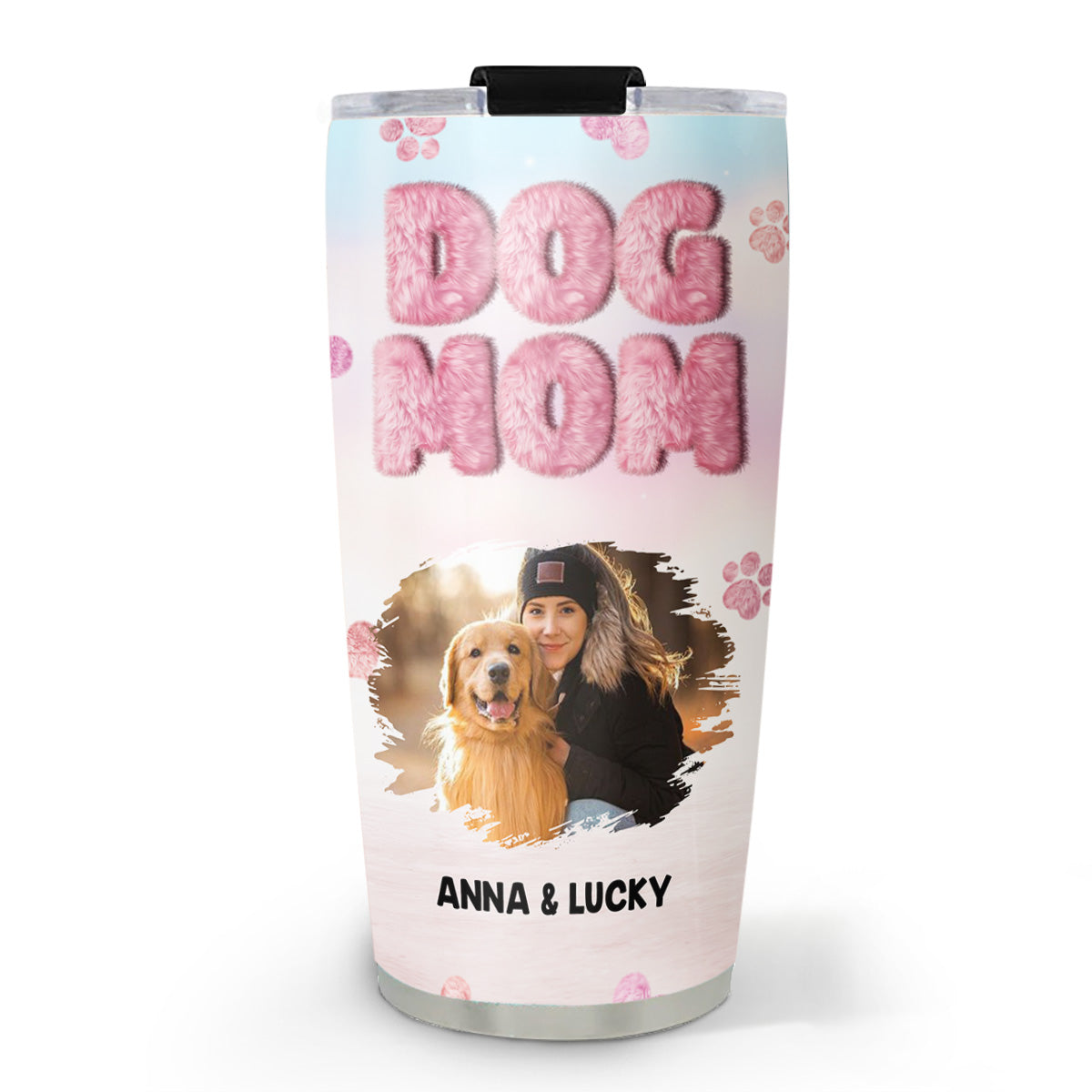 Fluffy Dog Mom Photo - Personalized Custom Tumbler