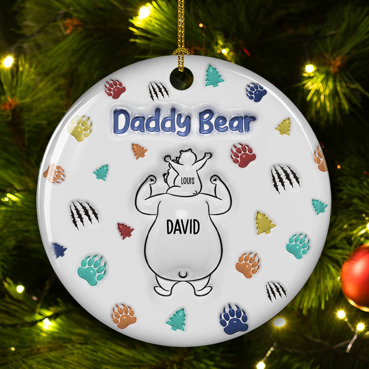 Papa Bear - Personalized Custom 3D Inflated Effect Ceramic Ornament