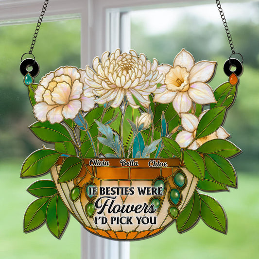 Besties Bloom Together - Personalized Custom Suncatcher