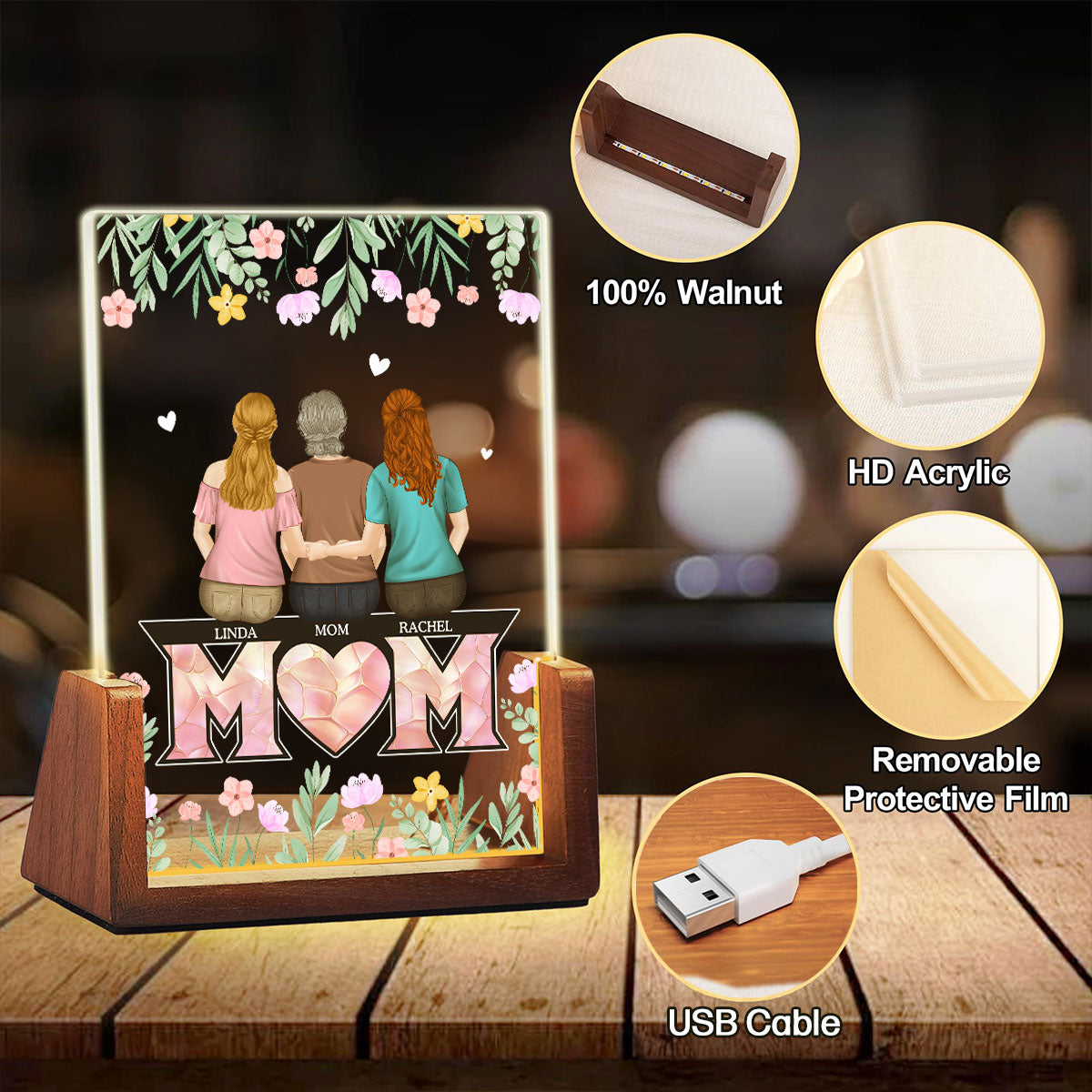 To The Best Mom - Personalized Custom Plaque With Walnut Base