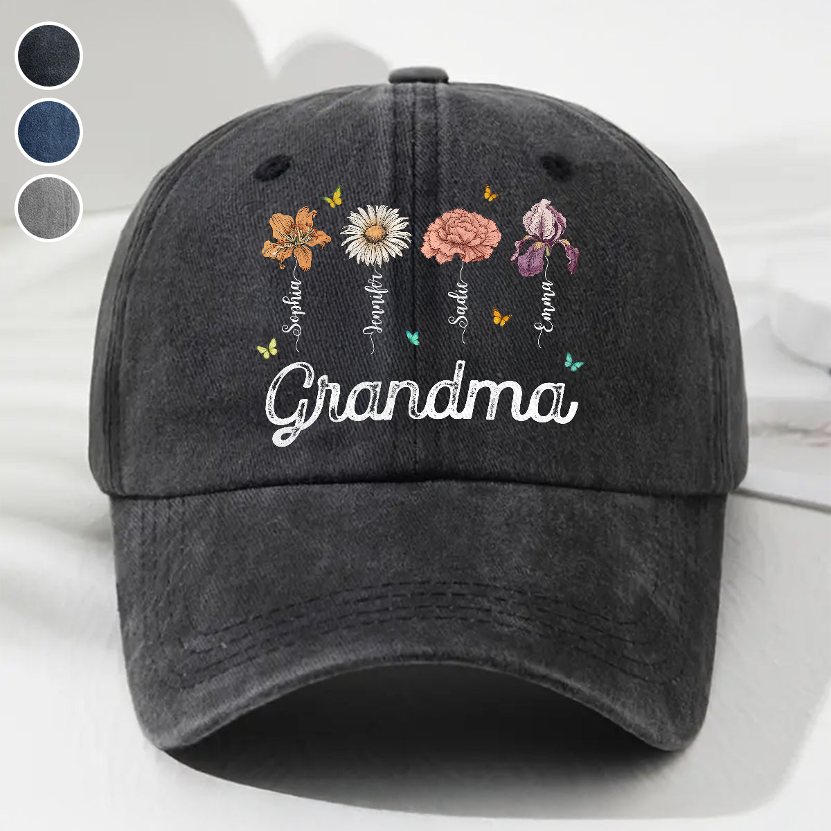 Grandma Garden - Personalized Custom Vintage Washed Denim Cap