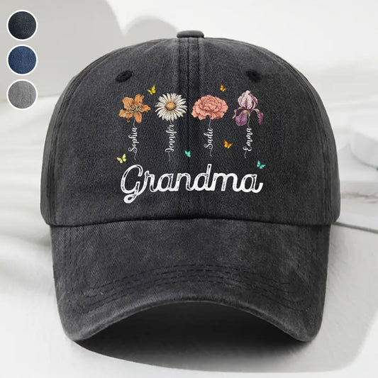 Grandma Garden - Personalized Custom Vintage Washed Denim Cap