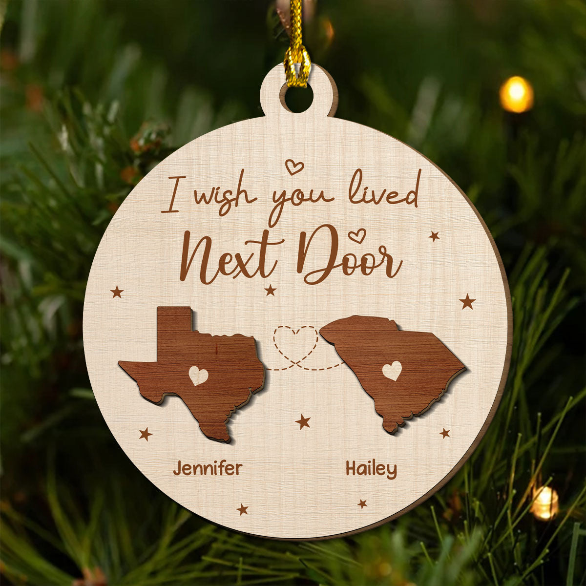 I Wish We Lived Closer - Personalized Custom Freeshape 2-Layered Wood Ornament